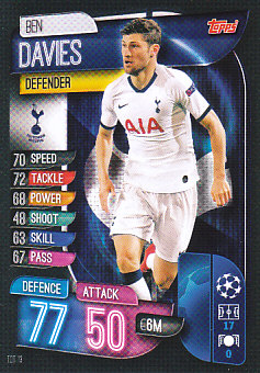 Ben Davies Tottenham Hotspur 2019/20 Topps Match Attax CL #TOT13